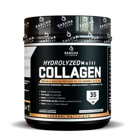 Sascha Fitness Multi Colágeno Hidrolizado | Ácido Hialurónico | Biotina | Cynatine HNS | Vitamina C & E - Sabor Caramel Macchiato