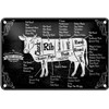 Blechschild 12x18cm gewölbt Beef cuts Organic Deko Geschenk Schild