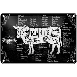 Blechschild 12x18cm gewölbt Beef cuts Organic Deko Geschenk Schild
