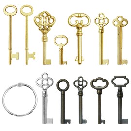 Universal Skeleton Key Set - 12PCS Hollow Barre Skeleton Keys Replacement for for Vintage Furniture, Old Style Cabinets or Doors, Select Antique Furniture Limited Compatibility