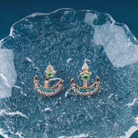 Allereya Vintage Rhinestone Moon Ear Jacket Earrings Sapphire Star Jacket Earrings Blue Crystal Moon Star Earrings Boho Crescent Moon Earrings Jewellery for Women and Girls