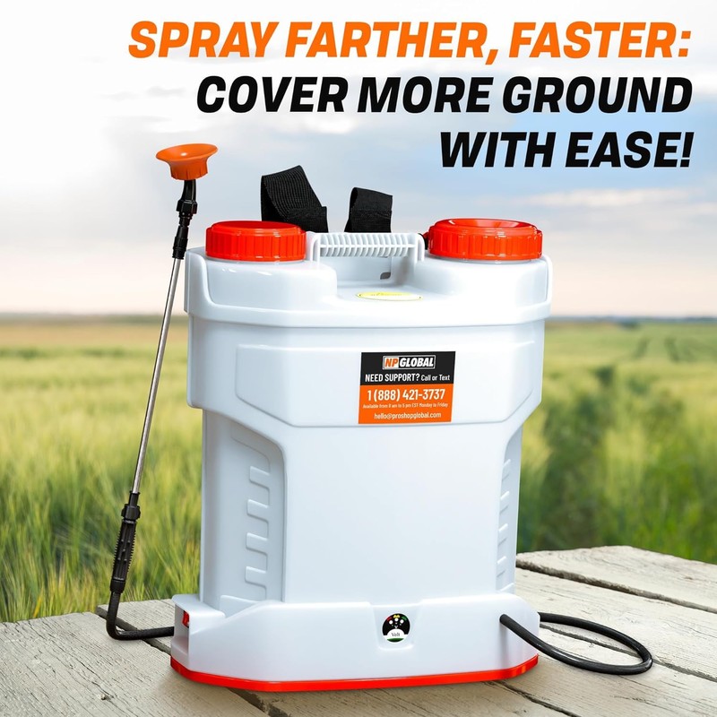 4.2 Gallon Battery-Powered Backpack Sprayer - 6 Nozzles, 80 PSI