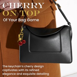 Arber Cherry Keychain for Purse - Realistic Cherry Bag Charm with Large Clasp, Cute Bag Charms Gold Stem - Versatile Bag Accessories Charms Chain, Aesthetic Red Cherry Charms for Handbags Gift & More