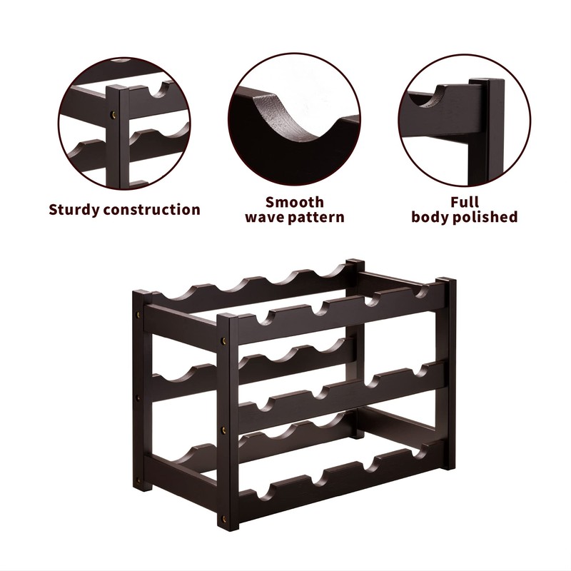 VASMIA Bamboo Wine Rack, Sturdy and Durable Wine Storage Cabinet