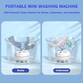 Mini Portable USB Washing Machine | Ultrasonic Turbo Washer for Clothes & Dishes | Ideal for Travel, Business, Camping, Home, College, RV & Apartments