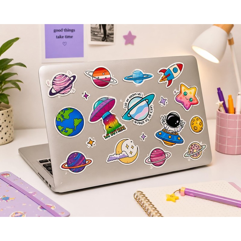 50 Piezas Pegatinas de Planeta y Astronauta, Calcomanías de Dibujos