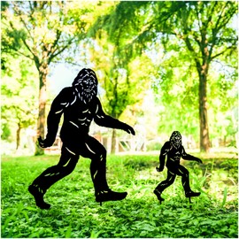 JAMZEL 15.8 inch Bigfoot Metal Outdoor Decor Big Foot Sasquatch Gifts for Men Dad Women Bigfoot Silhouette Statues for Outside, Patio, Lawn, Yard Art, Forests, Yard Display, Garden Decorations