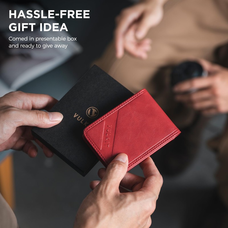 VULKIT Leather Oyster Card Holder/ID Badge Credit Card Wallet for