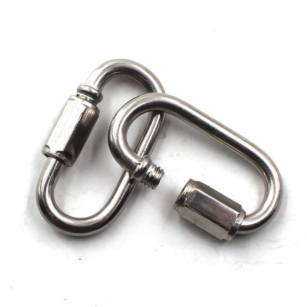 Flomore M10 Lock Quick Link Chain Connector 304 Stainless Steel Screw Lock Carabiner Pack Of 2
