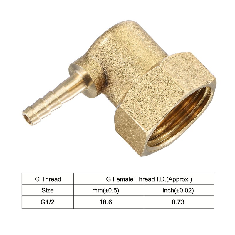 sourcing map Brass Hose Barbed Suitable for Elbows, 4 mm