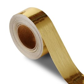 QDYMXUN Brushed Gold Peel and Stick Wallpaper Border, PVC Self Adhesive Removable Contact Paper, Waterproof Mirror Frame Sticker for Bathroom, Kitchen and DIY Decor (394''L x 1.97''W)