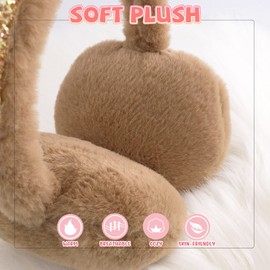 XIAOHAWANG Winter Earmuffs for Kids Girl Warm Ear Muffs Baby Boy Plush Padded Ear Warmer (C-KHAKI)