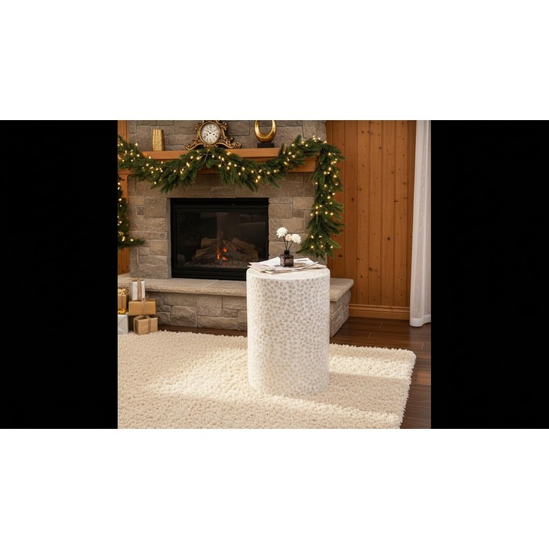 PEMAR Capiz Shell Cylinder Drum End Table Nacre Capiz Shell