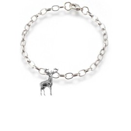 A31 Standing Stag fine lead free English Pewter charm on a belcher link chain anklet bracelet