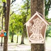 2Pcs Bird House with Warm Light Hollow Flowers Patterns Bird
