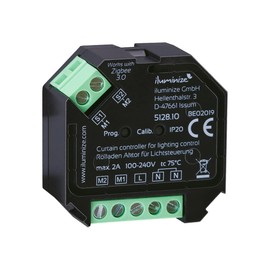 Mini Roller Shutter/Blind and Canvas Actuator, 2 Channels Up/Down, Max. 2A, Controllable with Zigbee Light Commands (Dimming), Mounting in a Deep Switch Box, Zigbee Compatible