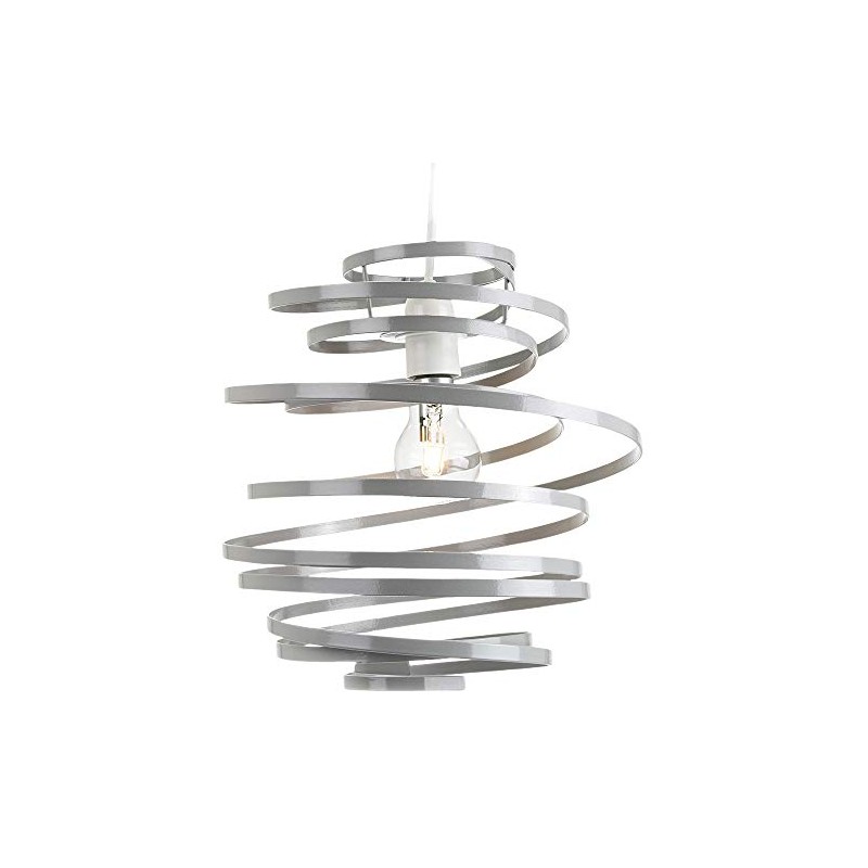 Modern Designer Grey Gloss Metal Double Ribbon Spiral Swirl Ceiling