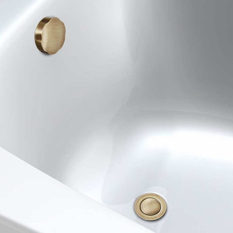 ENKI, W53, Antique Brass Bath Waste with Overflow and Pop