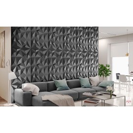 3D Polystyrene XPS Styrofoam Panels - Modern Wall Cladding & Ceiling Panels - Wall Panels Lightweight Flexible 100 cm x 50 cm / ‎6 m² - 12 Pieces (Black 03)
