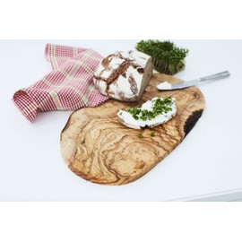 Olive wood chopping board with natural edge, 30cm
