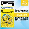 Premium Batteries Size 10 1.45V Hearing Aid Battery Yellow Tab