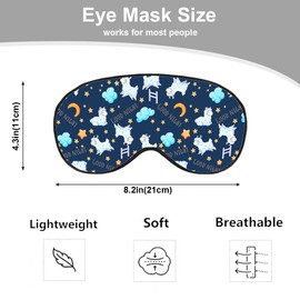 NOHSHE Cute Sheep Sleep Eye Mask Good Night Moon Clouds Stars Silk Eye Mask Sleeping Soft Eye Shade Cover for Men Women Boy Girl Airplane Travel with Elastic Strap