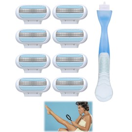 Women's Razors Ladies Razors for Smooth Shaving with 3 Layer Blades, Pack of 8 Razor Blades Refills, Ideal lady shavers for women with Sensitive Skin, Effortless Glide, Easy to Replace.