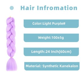 Light Purple Synthetic Hair for Braiding, 24 Inches, 3 Packs, Easy Jumbo Braid, Pre-Stretched Extensions, Hair for Braiding, Braids, Braids Extensions