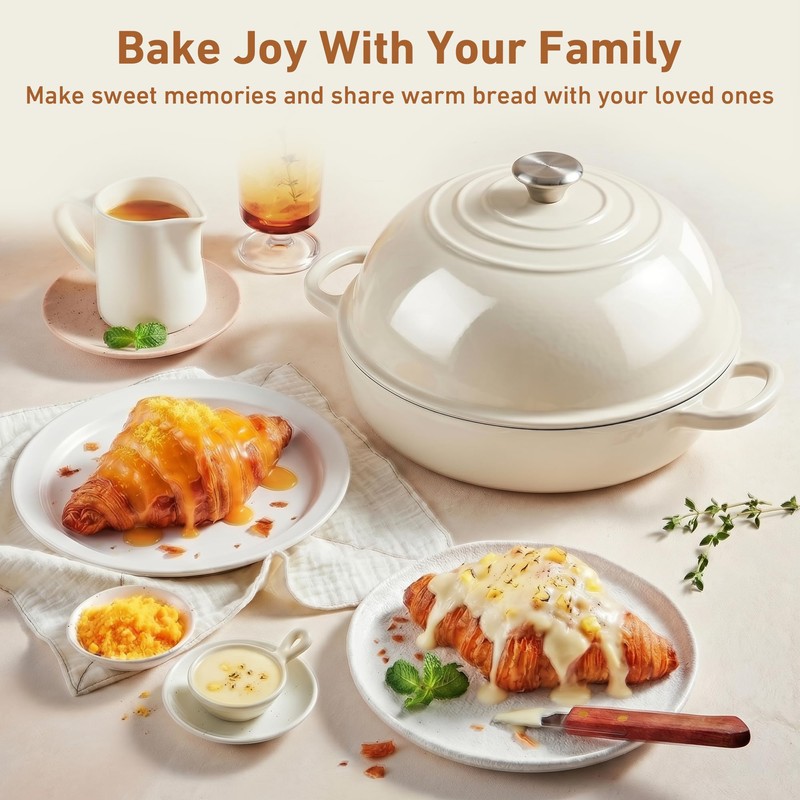 Cast Iron Dutch Oven with Lid, 6 Quart Enameled Bread