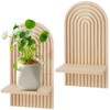2 PCS Boho Wall Candle Sconces, Arched Wood Boho Wall