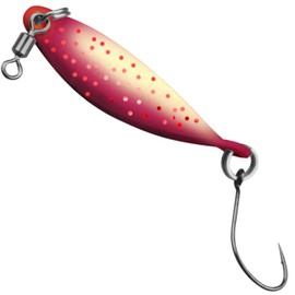 FTM Trout Spoon WOB Trout Spoon, 3.2 g, Red, White with Glitter Pink, 5201006 Spoons, Ultra Light Trout Fishing UL