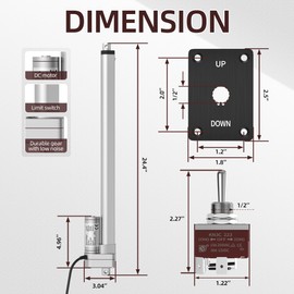 12V Linear Actuator 3000N/660lbs - 18 Inch Stroke, 5mm/s Speed | Waterproof Heavy Duty Linear Motion Actuator with Controller for Industrial, Home Automation