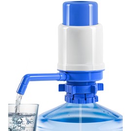 Manual Water Dispenser for 5 Gallon Bottle - Hand Press 5 Gallon Water Dispenser, Secure Fit on Crown Top Jugs - Adjustable Tube Length, Protective Spout Cap, Cleaning Brush, BPA-Free Food Grade