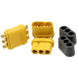 VUNIVERSUM 3 Pairs Premium MR60 3 Pin Gold Plug Socket for Multirotor Copter Brushless Motor to Regulator ESC Reverse Polarity Proof Male Female Plug Connection 60A