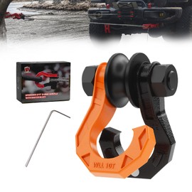 AMBULL D Ring Separate Shackle with Snatch Block, 3/4" Shackles w/Snatch Block Pulley, Heavy Duty Shackle for Towing Winch, Pulley for Off-Road Vehicle Recovery, Truck, ATV, UTV, BlackOrange