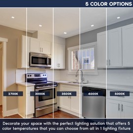 LUXRITE 3 Inch Square LED Recessed Ceiling Light with J-Box, CRI90, 8W, 5CCT Selectable 2700K/3000K/3500K/4000K/5000K, 740 Lumens, Dimmable Canless Downlight, Wet Rated, IC Rated, ETL Listed