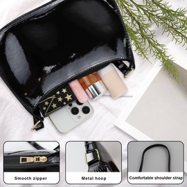 Energather Small Handbag, PU Leather Small Shoulder Bag for Women and Girls, Crescent Bag Womens Handbag with Zipper for Travel, Work, Dating, Shopping (red)