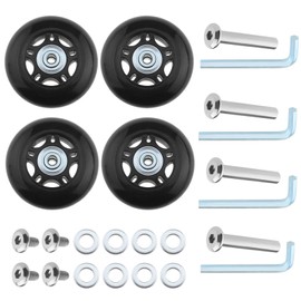 SG Store 2 Sets 60 x 18 mm Luggage Wheels with Spanner Axles Suitcase Replacement Wheels Trolley Suitcase Wheels Rubber Castors Repair Tool Set