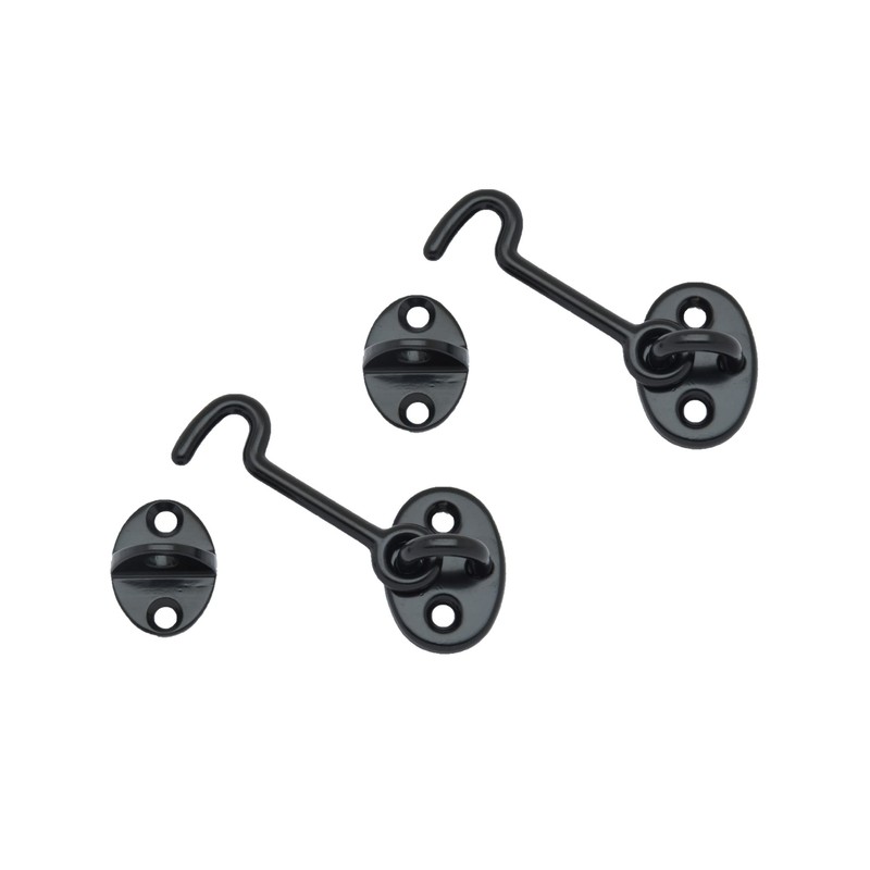 QCAA Forged Brass Cabin Hook Latch & Eye, 2-1/2", Matte