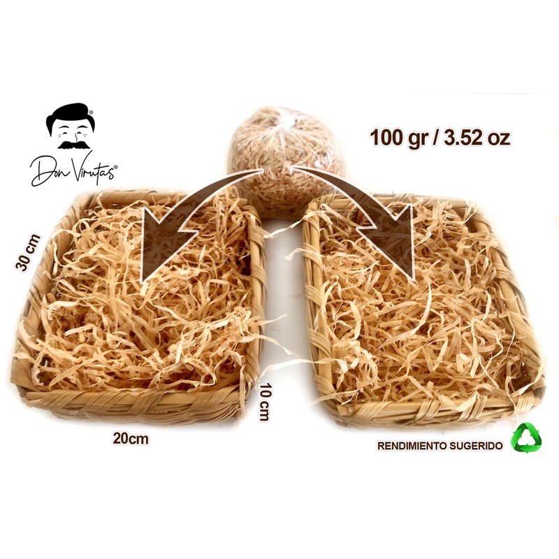Viruta artesanal decorativa madera natural relleno canastas embalaje compost DON