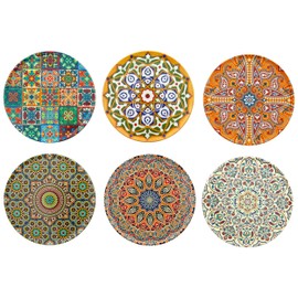 Totally Turkish – Patterned Drink Coasters Set of 6 – Giftable Design Drinks Mat Set – Non-Scratch Top With Non-Slip Cork Base (Galata)
