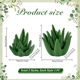 PH PandaHall 2 Pack Aloe Ring Holder Ring Holder Dish Jewellery Organizer Ceramic Dish Cactus Trinket Tray Decorative Tray Plant Succulent Decor Room Dresser for Wedding Home Decor Birthday Gifts