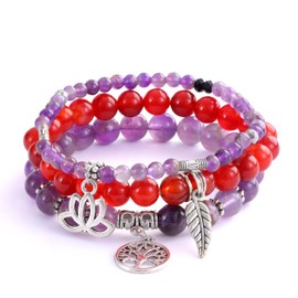 UEUC Tree of Life Yoga Healing Stone Bracelets, Multilayer Lotus Reiki Bracelet Sets for Women Stress Relief, Anxiety Crystal Bracelets(159)