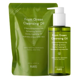 PURITO From Green Cleansing Oil Refill 6.76 fl.oz / 200ml Gentle Facial Cleanser, Cruelty-free & Vegan, Nature-derived Oils (Refill Set)