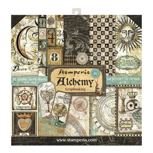 Stamperia International KFT Scrapbooking Pad-Alchemy, Paper, Multicoloured, 30.5 x 30.5 (12" x 12")