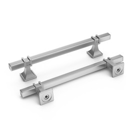 homdiy 10 Pack Brushed Nickel Cabinet Pulls Kitchen Cabinet Handles 5 Inch Silver Drawer Pulls Satin Nickel Modern Square Hardware for Dresser Bathroom,Zinc Alloy Base