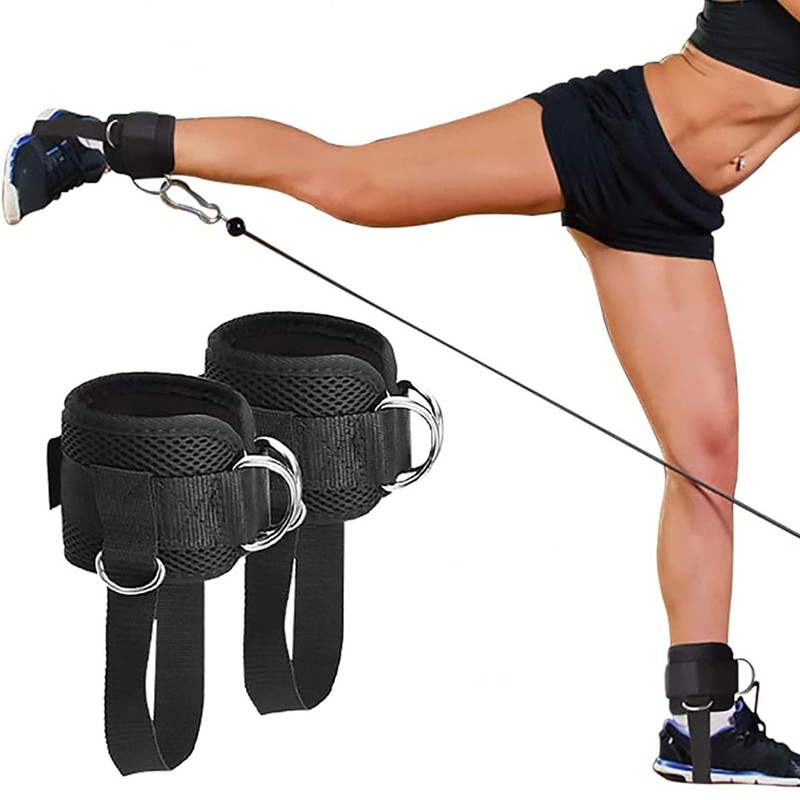 ANCLLO 2Pcs Ankle Straps for Cable Machines Leg Strength Trainer
