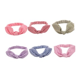 Healvian 6 Pcs Elastic Hair Bands Rabbit Ear Pattern Stretchy Creaseless Hair Ties Ponytail Holders for Daily Use and Party Decorations