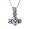 URONE Viking Thor's Hammer Pendant Necklace Sterling Silver Celtic Knot