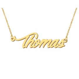 18k Gold Plated Thomas Name Necklace Stainless Steel Mother Son Familys Jewelry for Birthday
